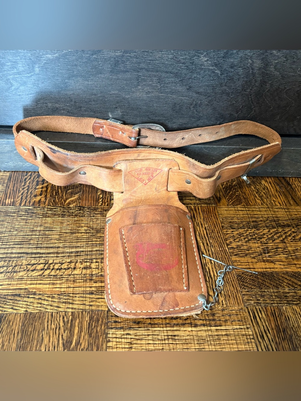 Leather Tool Pouch Belt in Brown